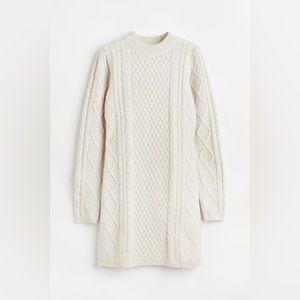 H&M White Cable Knit Dress long sleeve